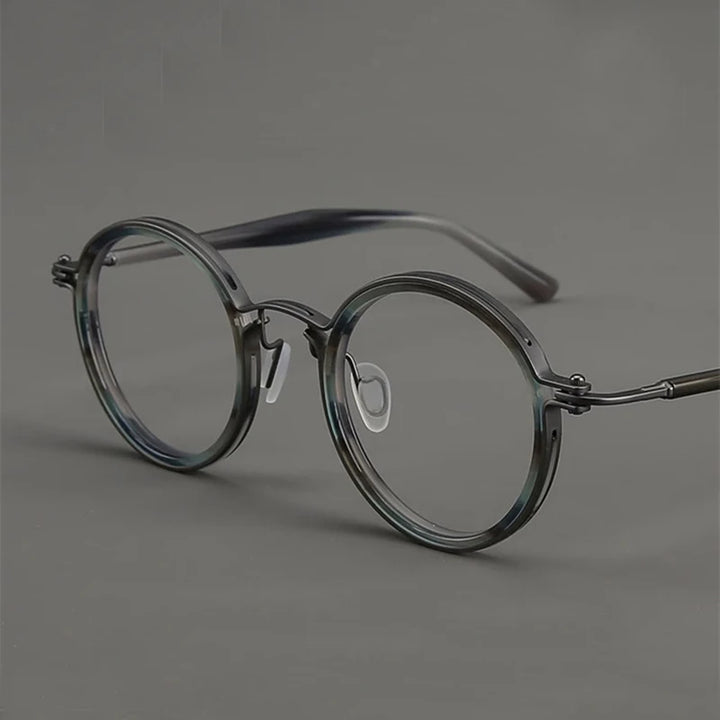 Black Mask Unisex Full Rim Round Titanium Eyeglasses BM-5862