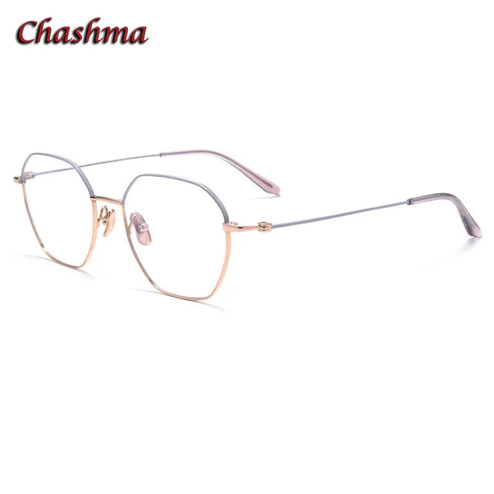 Chashma Ochki Unisex Full Rim Flat Top Oval Titanium Eyeglasses 84824