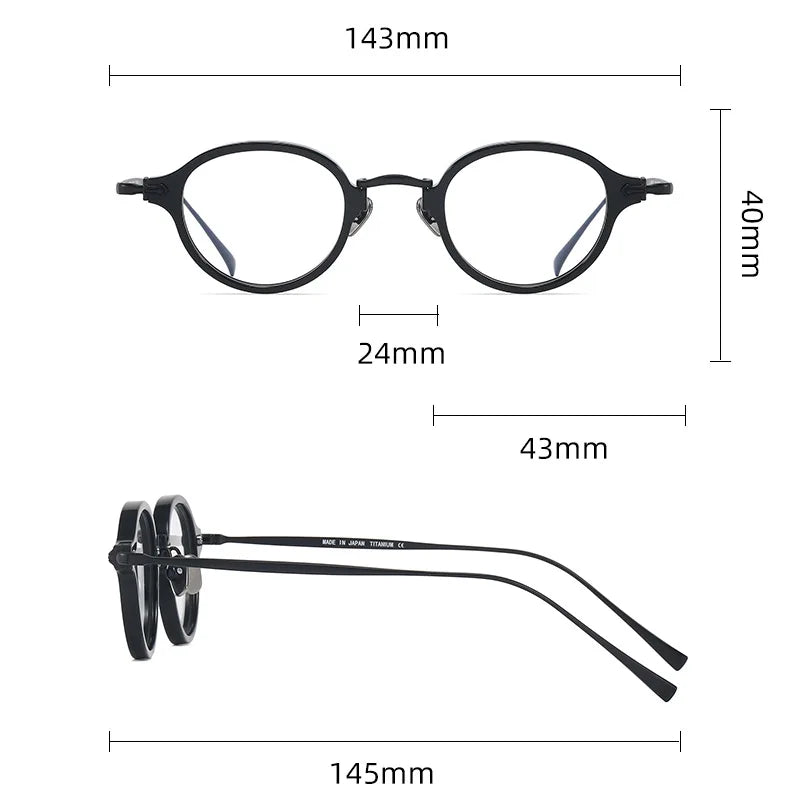 Black Mask Unisex Full Rim Round Titanium Acetate Eyeglasses 396182