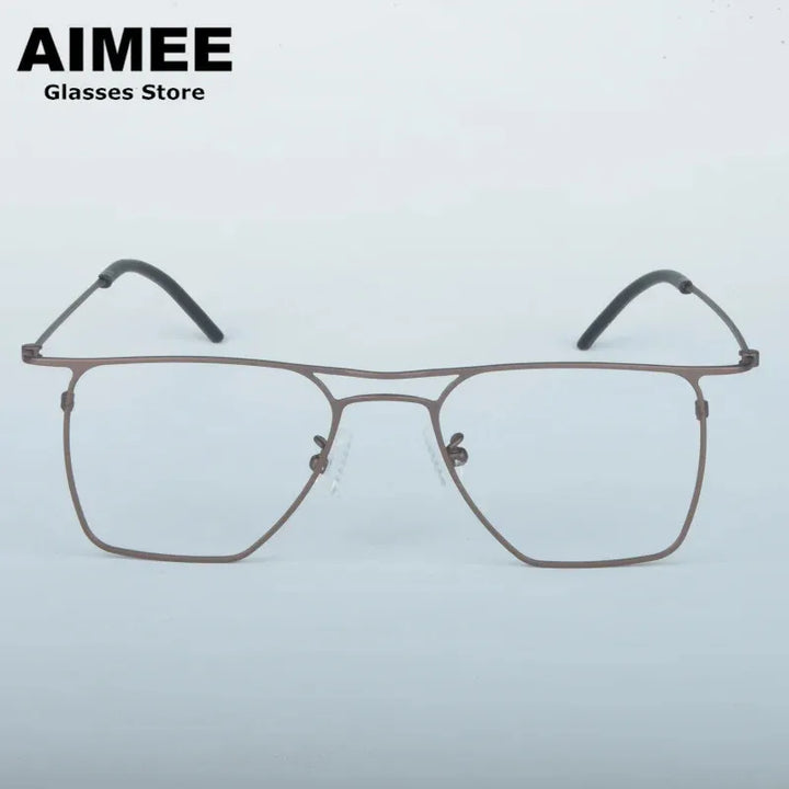 Aimee Unisex Full Rim Square Double Bridge Titanium Eyeglasses 11518 Full Rim Aimee Bronze  