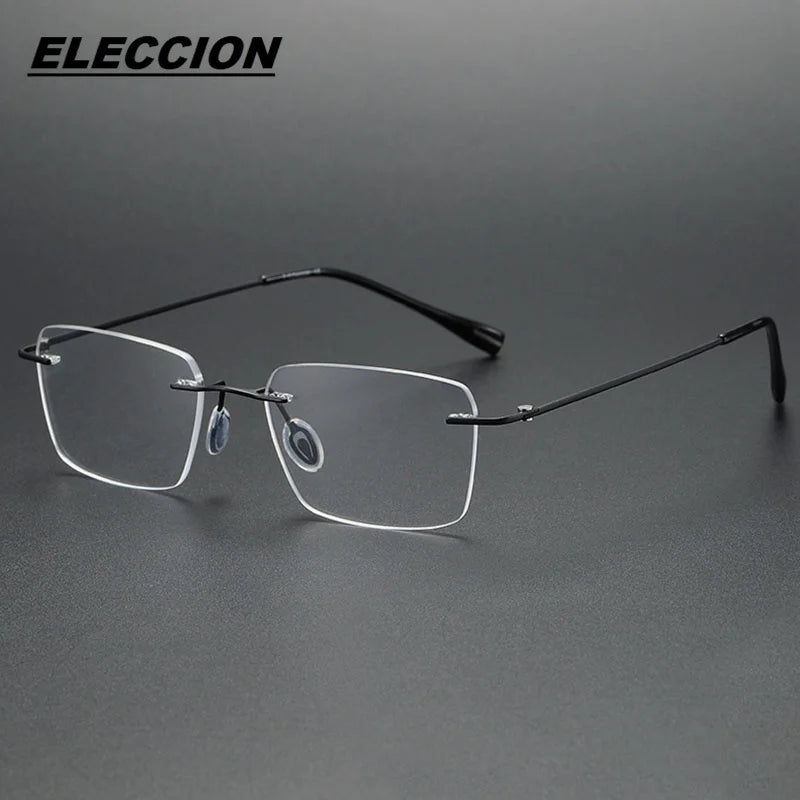 Eleccion Women's Rimless Square Titanium Eyeglasses 80965