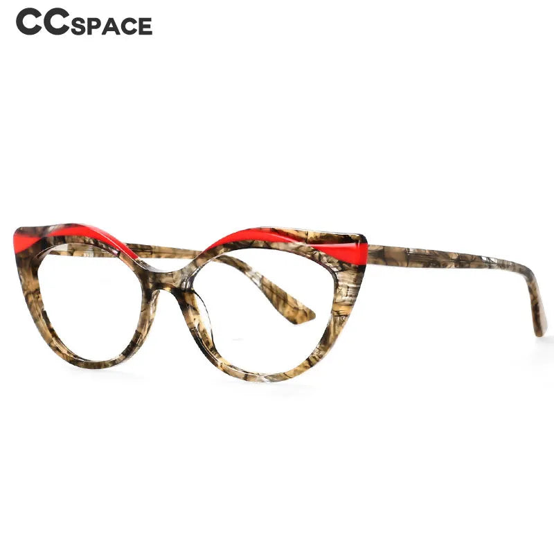 CCSpace Women's Full Rim Oval Cat Eye Acetate Hyperopic Reading Glasses R56957 Reading Glasses CCspace   