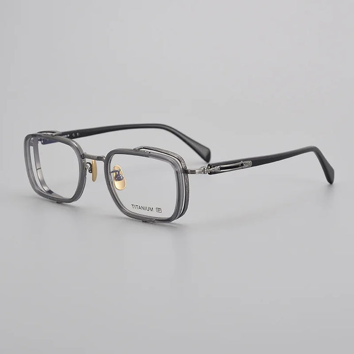 Black Mask Women's Full Rim Square Titanium Acetate Eyeglasses 41055 Full Rim Black Mask Gray  