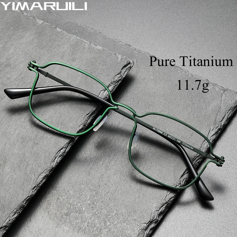 Yimaruili Unisex Full Rim Square Titanium Eyeglasses 5898 Full Rim Yimaruili Eyeglasses