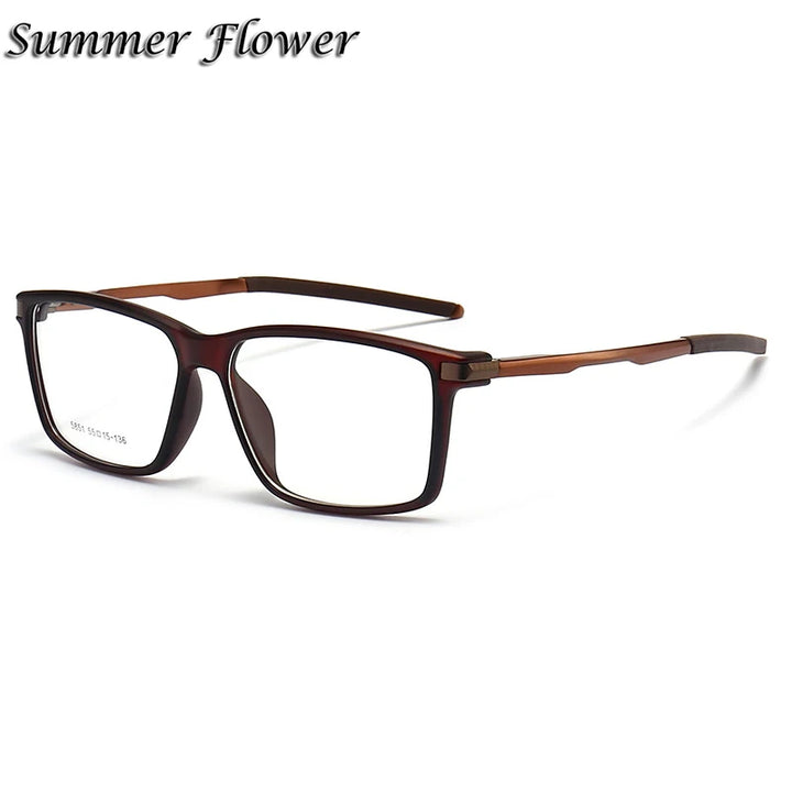 Summer Flower Unisex Full Rim Square Tr 90 Aluminum Eyeglasses 58514