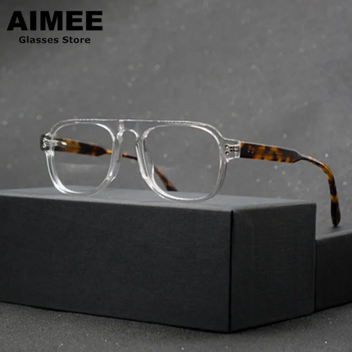 Aimee Unisex Full Rim Brow Line Square Acetate Eyeglasses 14245 Full Rim Aimee   