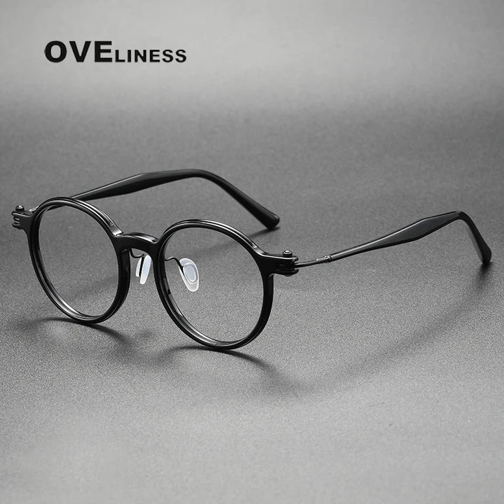 Oveliness Unisex Full Rim Round Acetate Titanium Eyeglasses 395886
