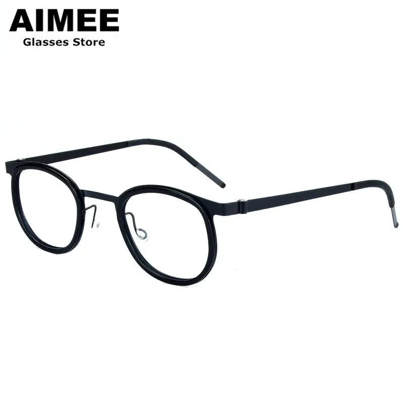 Aimee Women's Full Rim Oval Round Acetate Titanium Eyeglasses 489799 FuzWeb