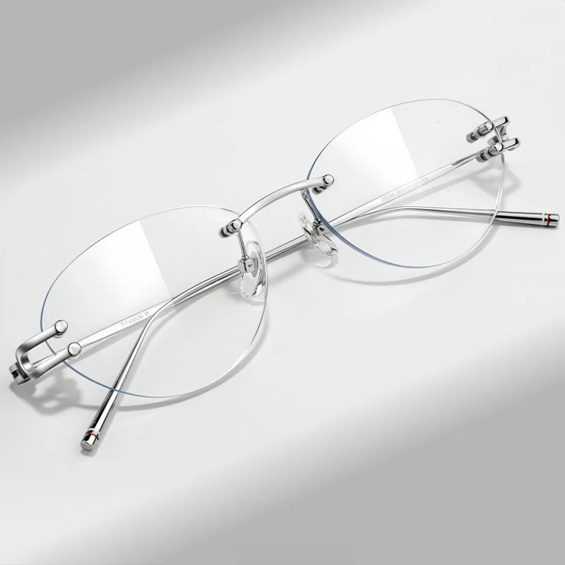 Yimaruili Unisex Rimless Cat-Eye Pure Titanium Eyeglasses 25088WK — view 1 | Yimaruili at FuzWeb