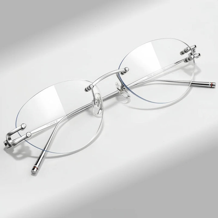Yimaruili Unisex Rimless Cat-Eye Pure Titanium Eyeglasses 25088WK — view 1 | Yimaruili at FuzWeb