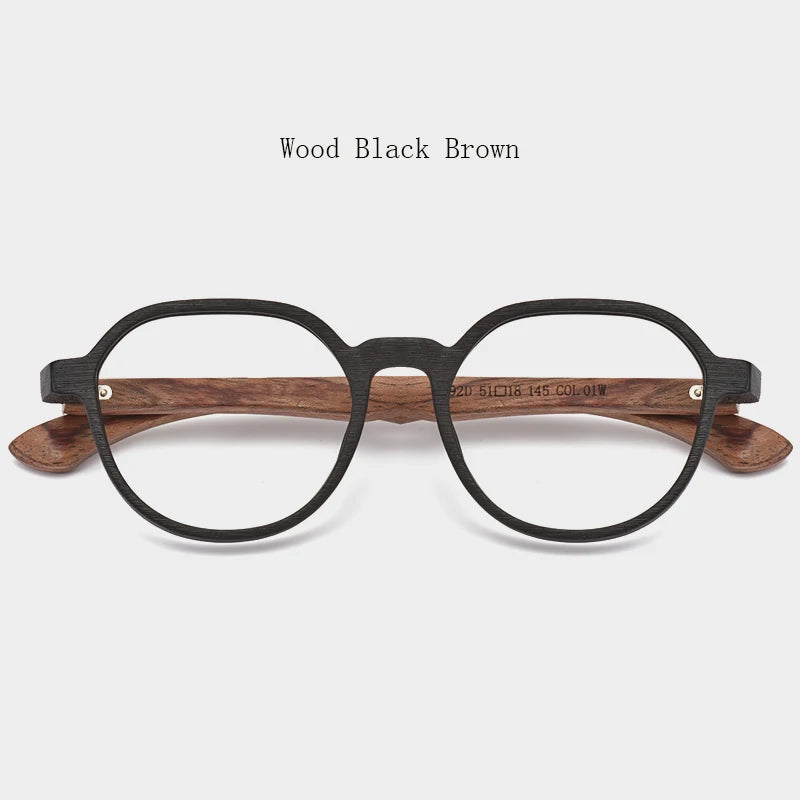 Hdcrafter Womens Full Rim Round Wood Temples Acetate Frames 759200 — view 3 | Hdcrafter Eyeglasses at FuzWeb