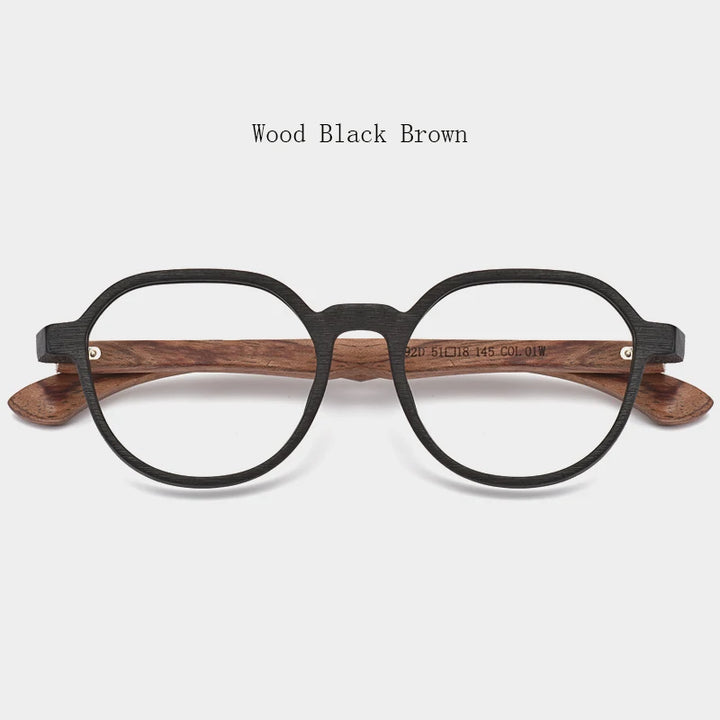 Hdcrafter Womens Full Rim Round Wood Temples Acetate Frames 759200 — view 3 | Hdcrafter Eyeglasses at FuzWeb
