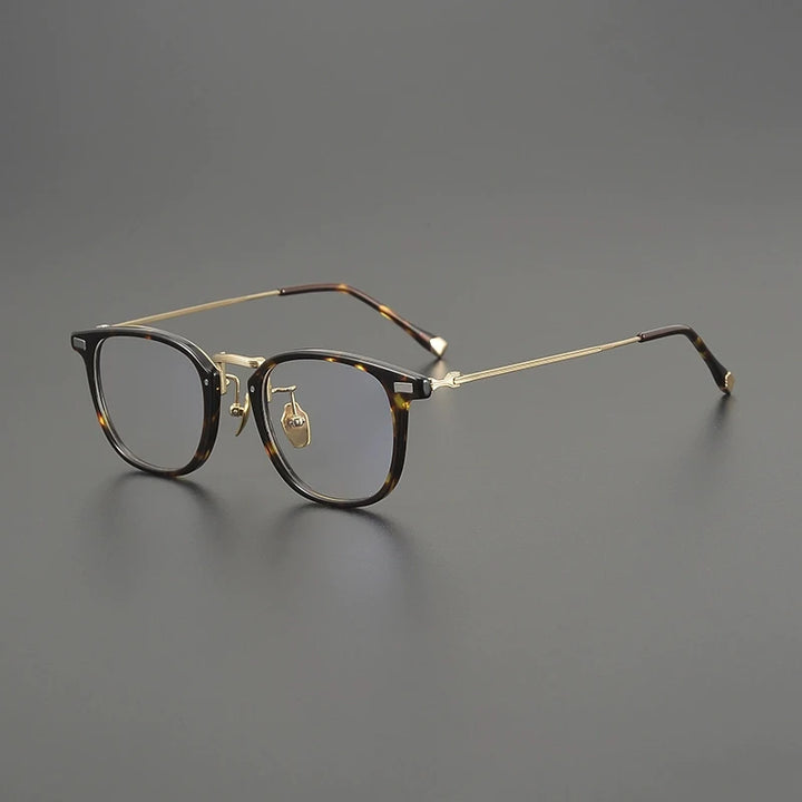 Gatenac Unisex Full Rim Round Square Acetate Titanium Eyeglasses G8003