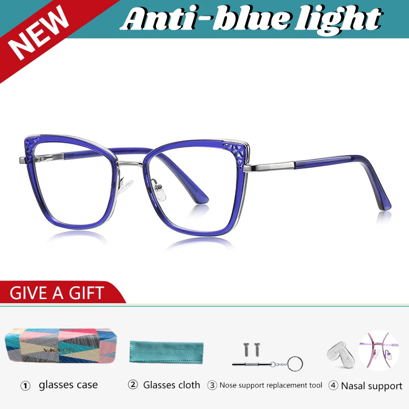 Vicky Women's Full Rim Butterfly Tr 90 Alloy Reading Glasses 43148