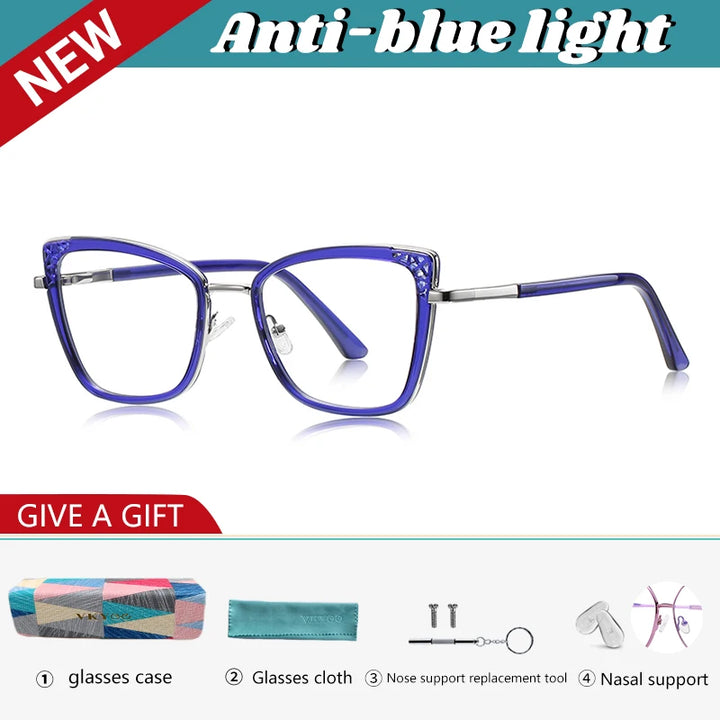 Vicky Women's Full Rim Butterfly Tr 90 Alloy Reading Glasses 43148