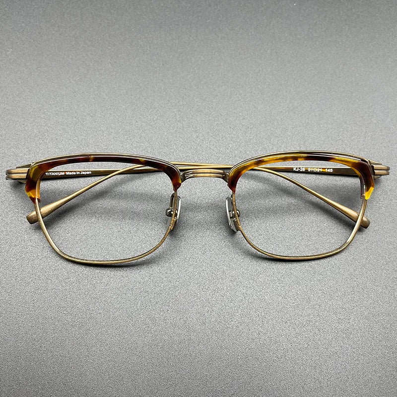 Aimee Unisex Full Rim Big Square Titanium Acetate Eyeglasses 111026 Full Rim Aimee Tortoise-Bronze  