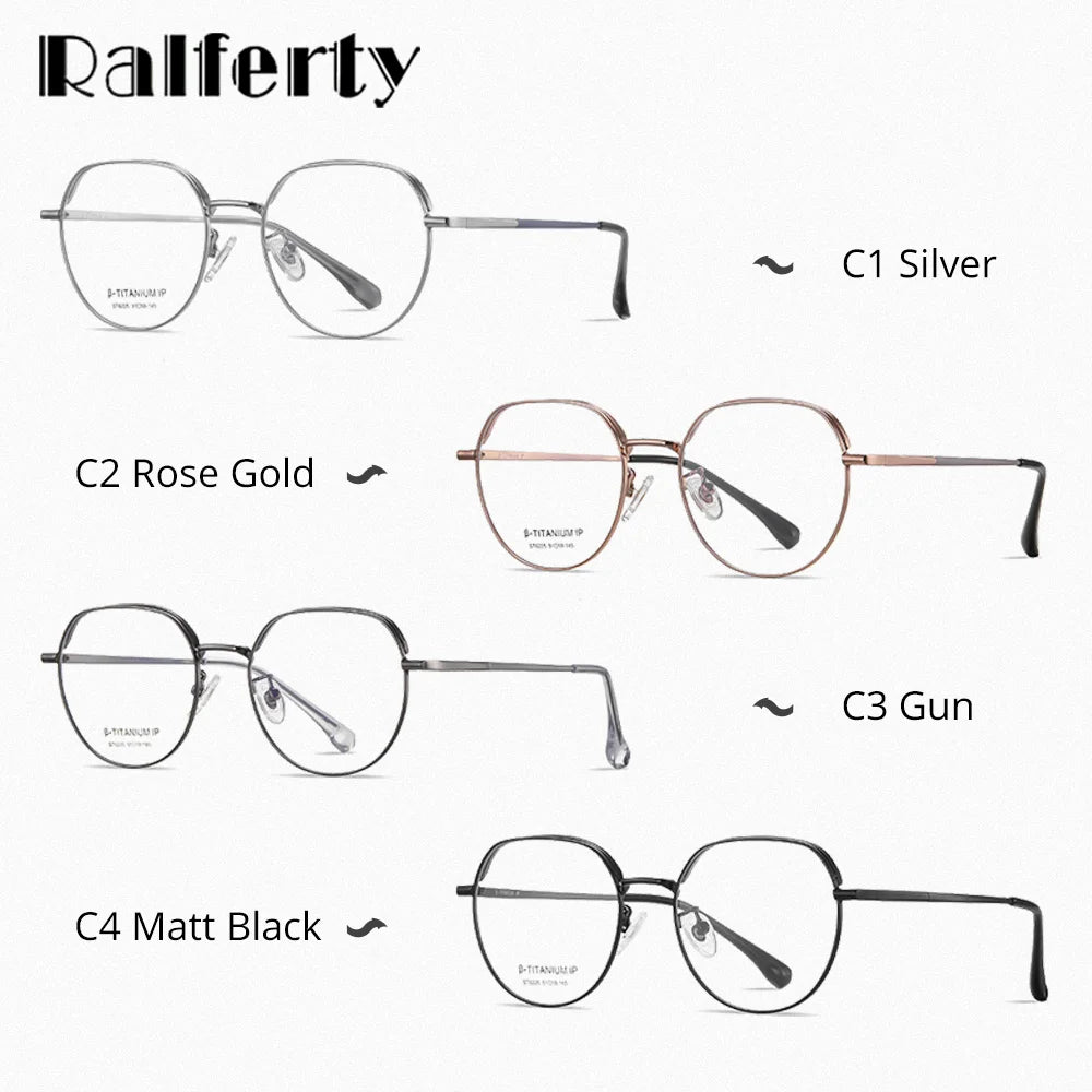 Ralferty Unisex Full Rim Flat Top Oval Titanium Eyeglasses R6225 Full Rim Ralferty   