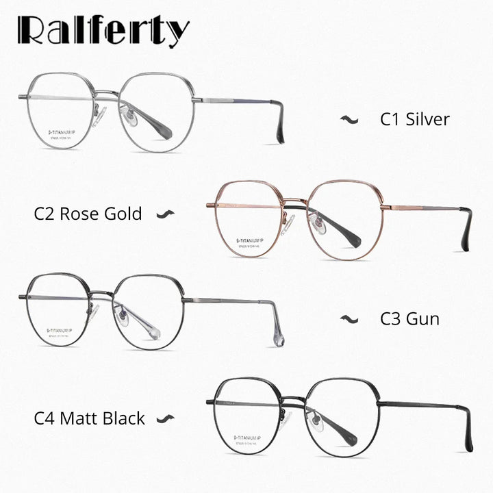 Ralferty Unisex Full Rim Flat Top Oval Titanium Eyeglasses R6225 Full Rim Ralferty   