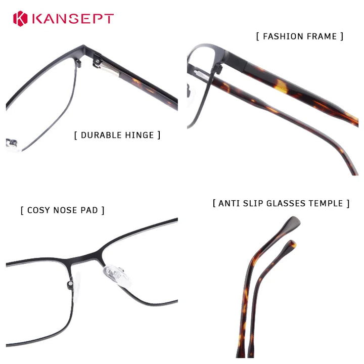 Kansept Women's Full Rim Square Alloy Tr 90 Reading Glasses 74632