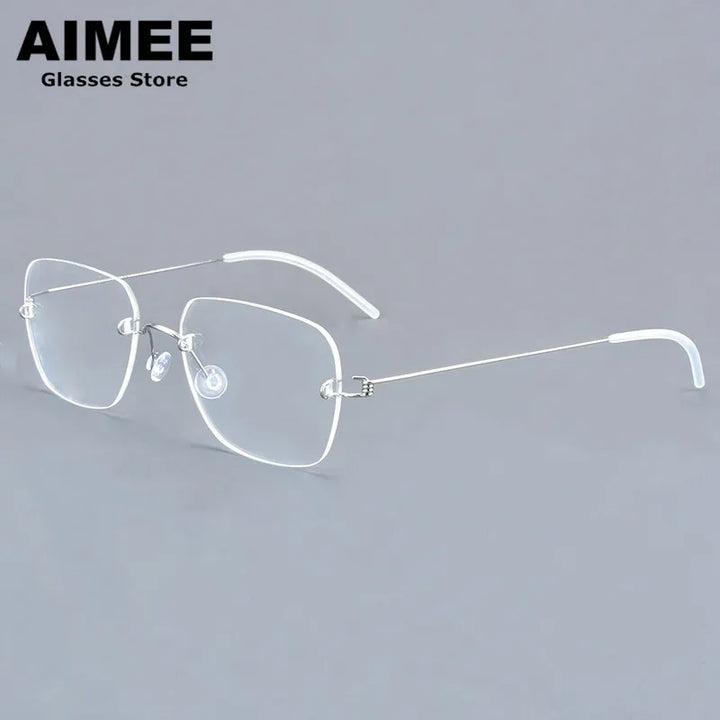 Aimee Women's Rimless Square Screwless Titanium Eyeglasses 92487 Rimless Aimee Silver