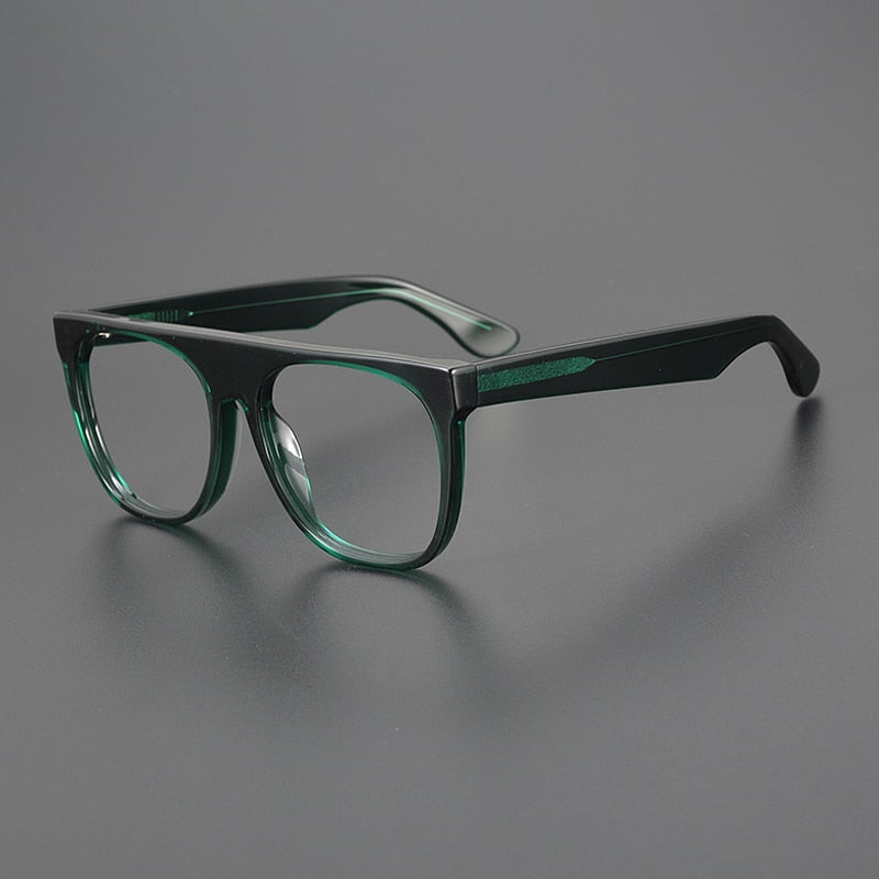 Gatenac Unisex Full Rim Flat Top Round Acetate Eyeglasses Gxyj1056 Full Rim Gatenac Green  