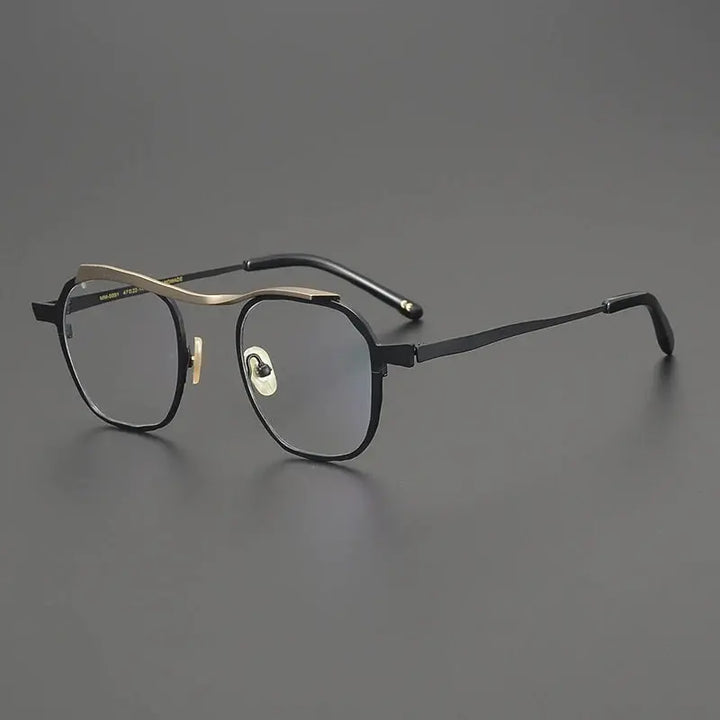 Gatenac Unisex Full Rim Brow Line Square Titanium Eyeglasses 670091 FuzWeb