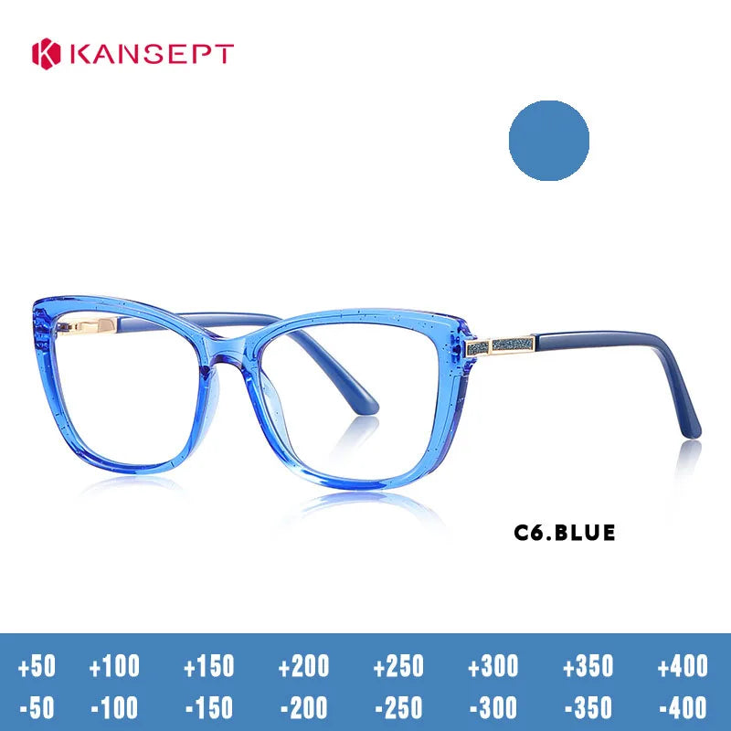 Kansept Women's Full Rim Square Tr 90 Titanium Reading Glasses 22469