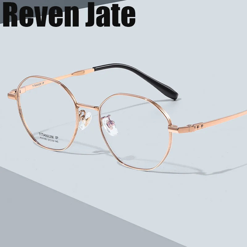 Reven Jate Unisex Full Rim Flat Top Round Titanium Eyeglasses 31105 Full Rim Reven Jate