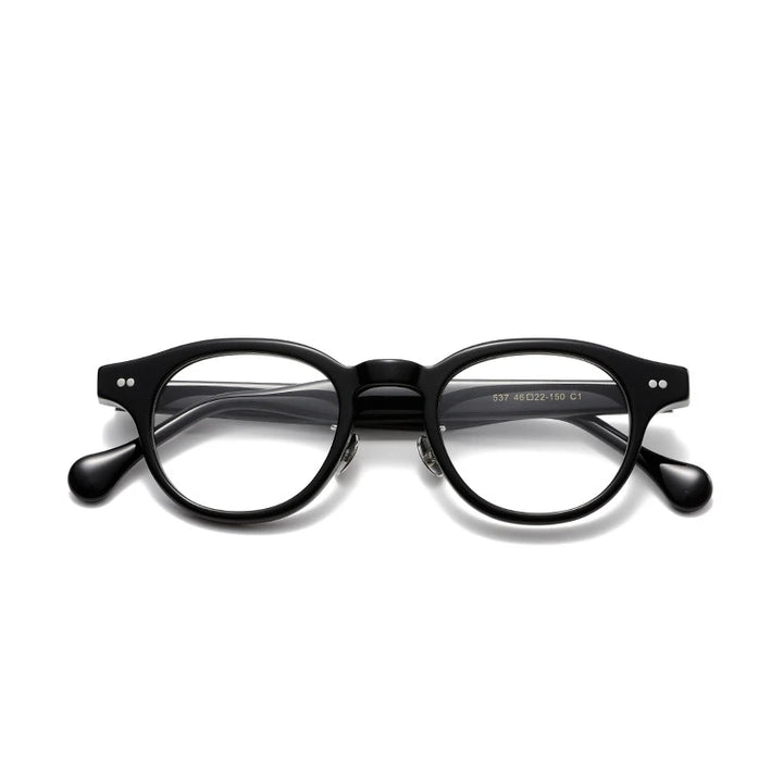 Aror Unisex Full Rim Oval Round Acetate Eyeglasses 842537 Full Rim Aror black