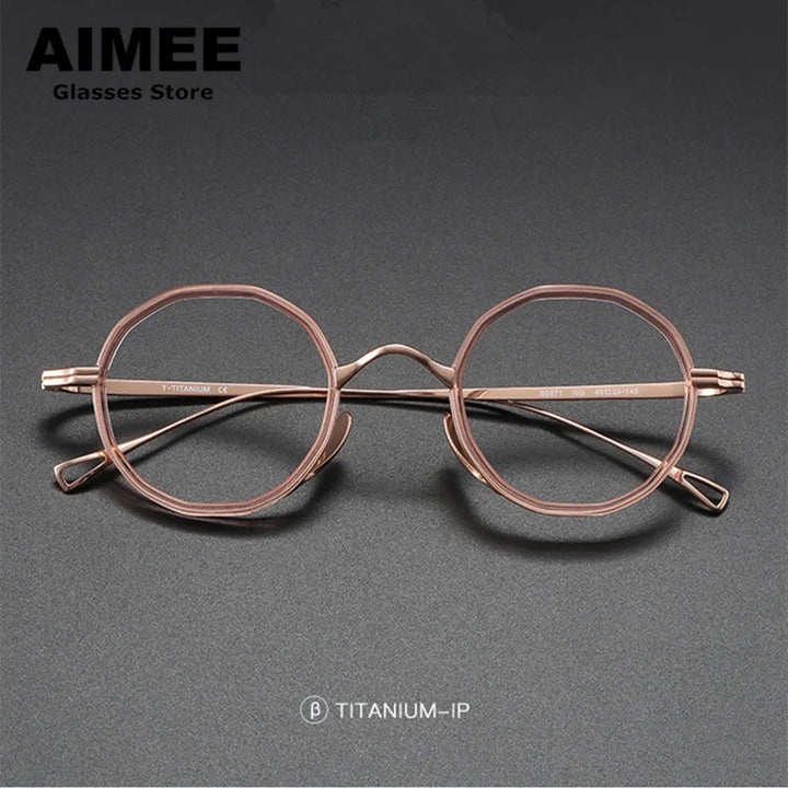 Aimee Unisex Full Rim Round Titanium Acetate Eyeglasses 80871 Full Rim Aimee   