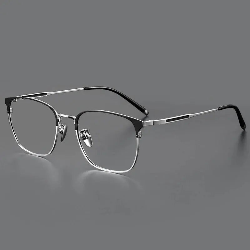 Hdcrafter Unisex Semi-Rimless Square Titanium Frames 997600 FuzWeb