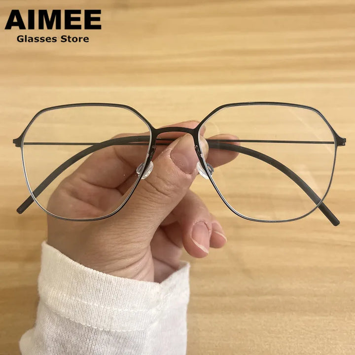 Aimee Women's Full Rim Polygon Screwless Titanium Eyeglasses 25505