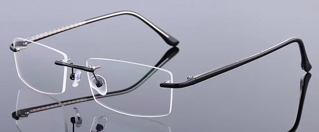 Brightzone Unisex Rimless Square Titanium Alloy Eyeglasses 71866 Rimless Brightzone Black