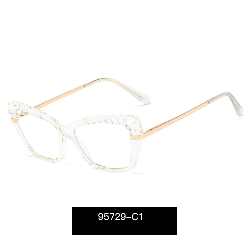Handoer Women's Full Rim Square Cat Eye Tr 90 Alloy Eyeglasses 95729
