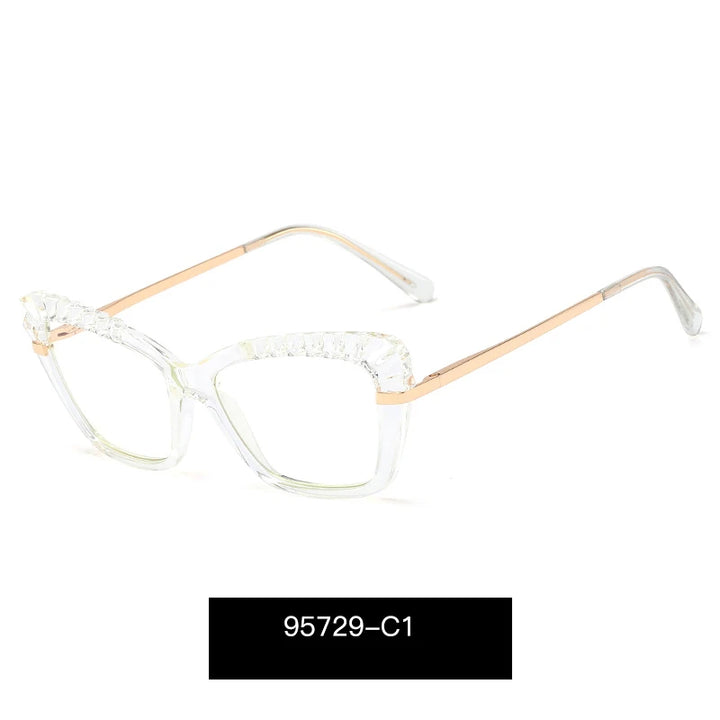 Handoer Women's Full Rim Square Cat Eye Tr 90 Alloy Eyeglasses 95729