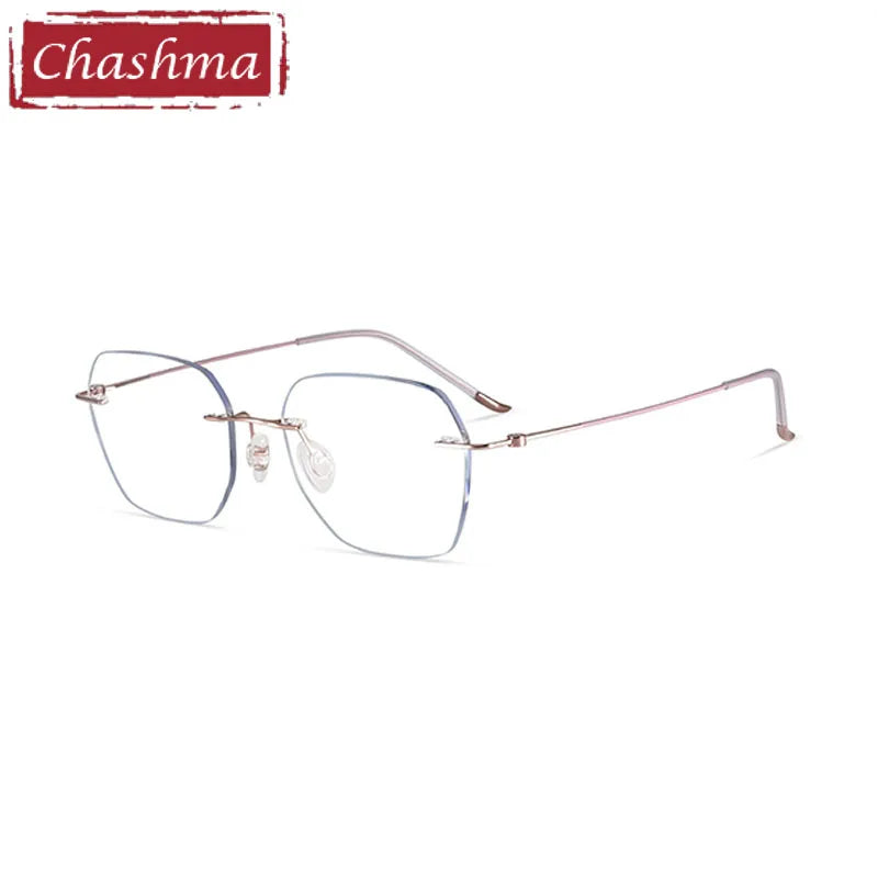 Chashma Ottica Women's Rimless Polygon Screwless Titanium Eyeglasses 7260 Rimless Chashma Ottica Rose Gold Purple C4  