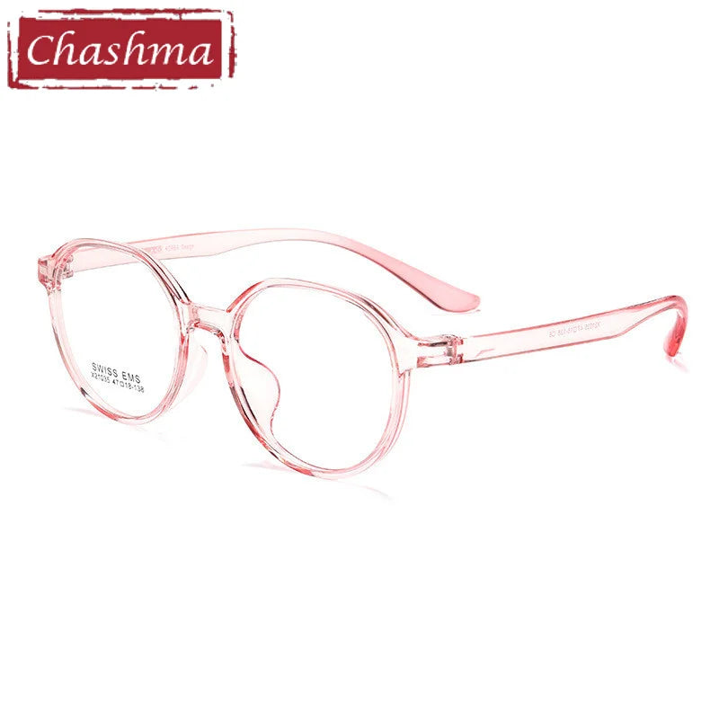 Chashma Ottica Unisex Youth's Full Rim Round Tr 90 Titanium Eyeglasses 21035 Full Rim Chashma Ottica Pink  