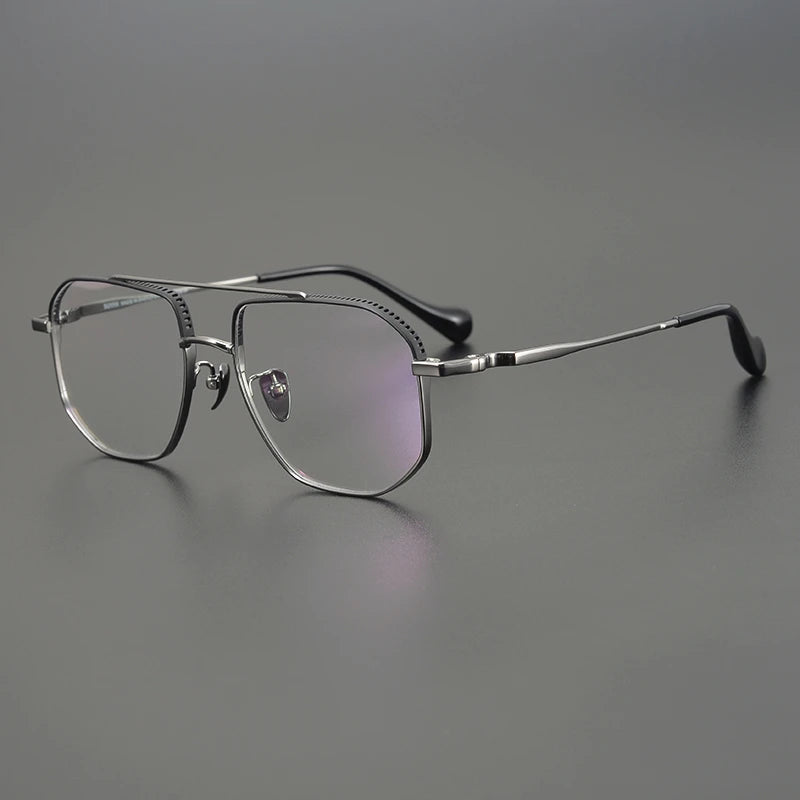 Aimee Unisex Full Rim Square Double Bridge Titanium Eyeglasses 81350