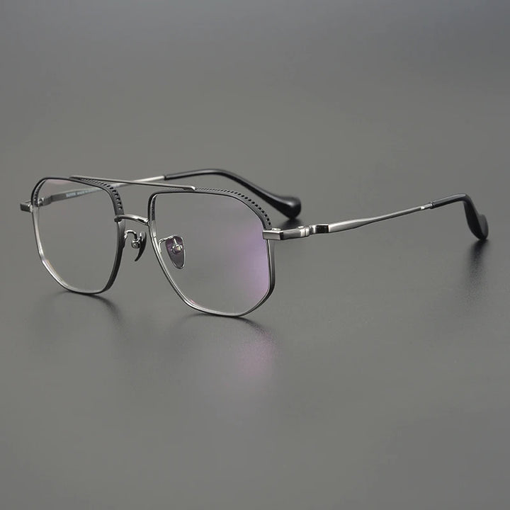 Aimee Unisex Full Rim Square Double Bridge Titanium Eyeglasses 81350
