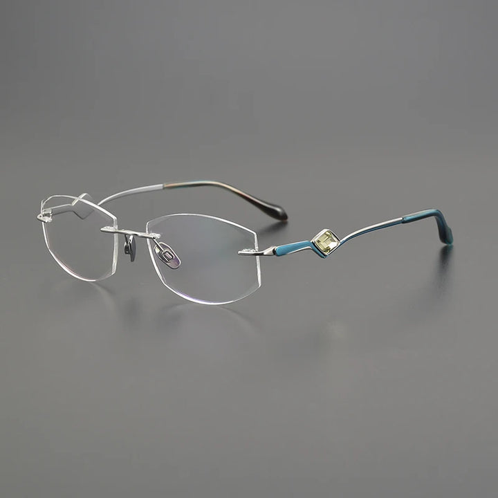 Nobler Women's Rimless Small Oval Square Titanium Eyeglasses 16121 Rimless Nobler C1