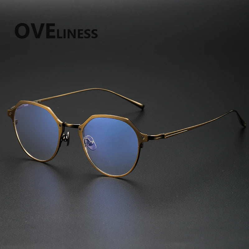 Oveliness Unisex Full Rim Big Polygon Titanium Eyeglasses 642039