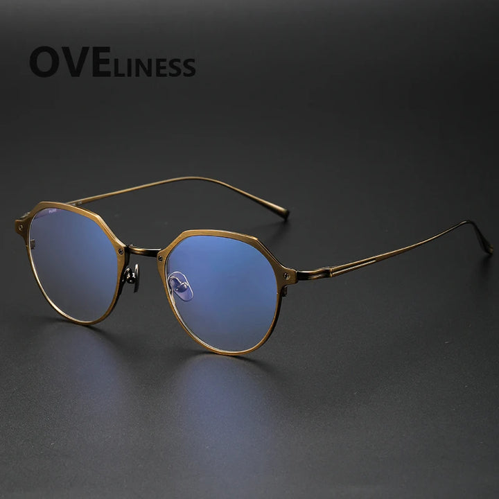 Oveliness Unisex Full Rim Big Polygon Titanium Eyeglasses 642039