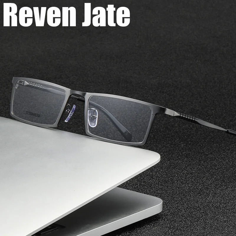 Reven Jate Mens Full Rim Square Titanium Eyeglasses P8808 Full Rim Reven Jate   
