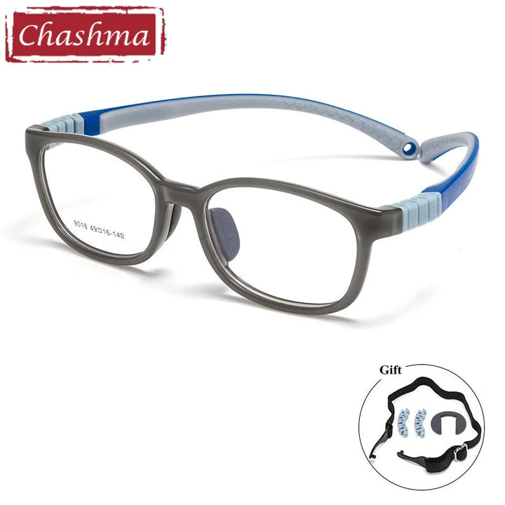 Chashma Ottica Unisex Youth Full Rim Square Tr 90 Titanium Eyeglasses 9018 Full Rim Chashma Ottica Gray  