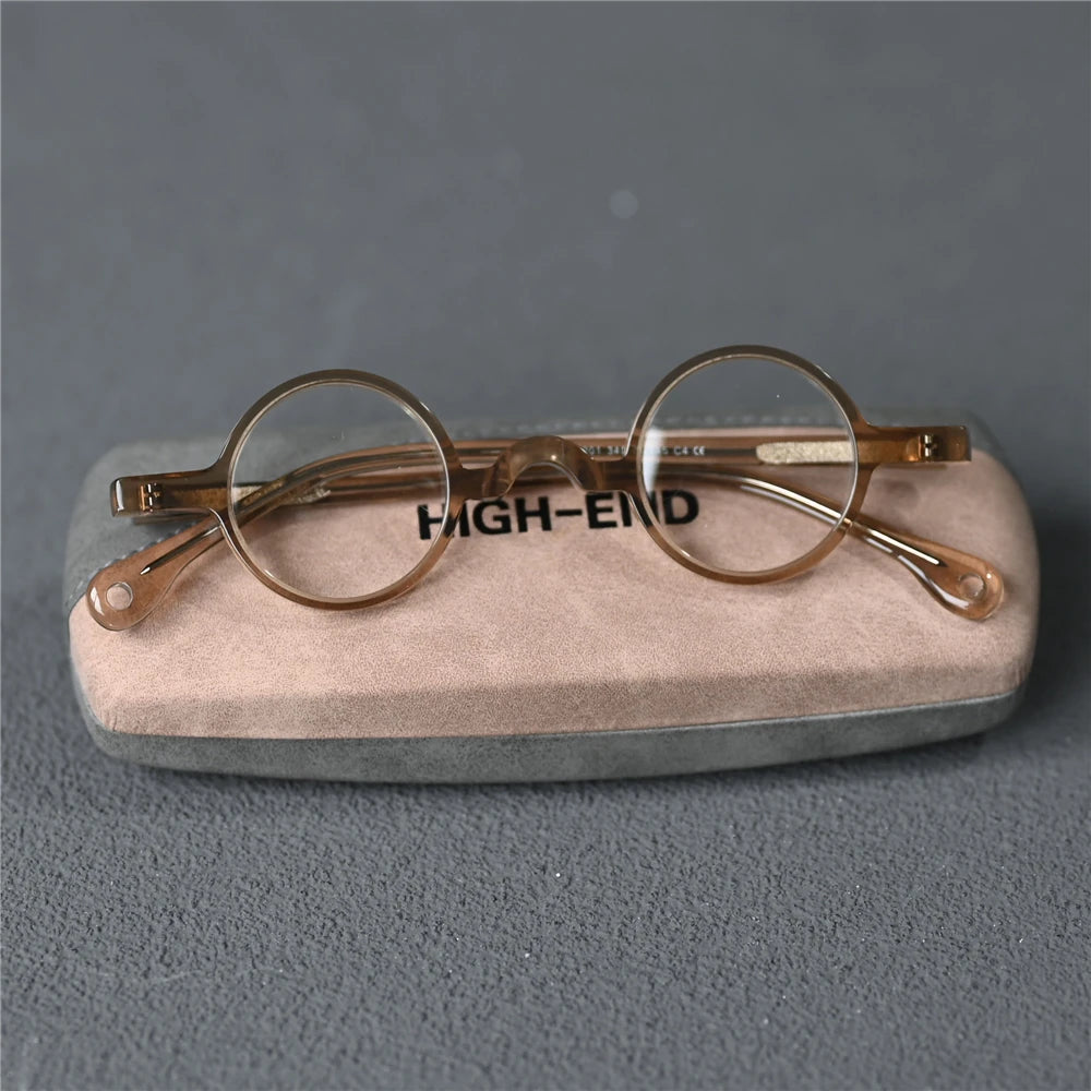 Cubojue Women's Full Rim Small Round Acetate Titanium Eyeglasses 363136