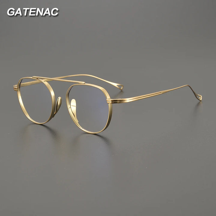 Gatenac Unisex Full Rim Square  Brow Line Titanium Eyeglasses Gxyj1476 Full Rim Gatenac   