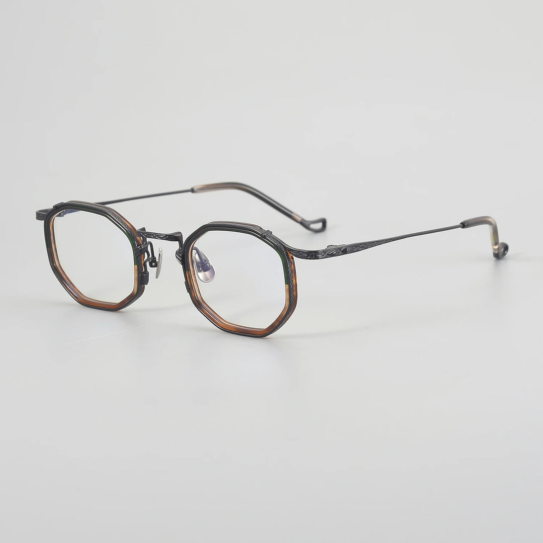 Aror Unisex Full Rim Polygon Acetate Titanium Eyeglasses 59214