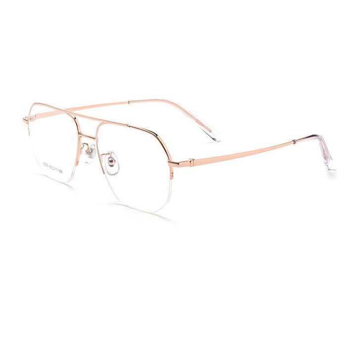 KatKani Men's Semi Rim Big Flat Top Round Alloy Eyeglasses 5335t Semi Rim KatKani Eyeglasses   