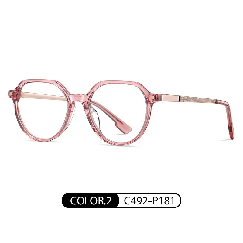 Gmei Women's Full Rim Polygon Acetate Alloy Eyeglasses 9226 Full Rim Gmei Optical C492-P181  