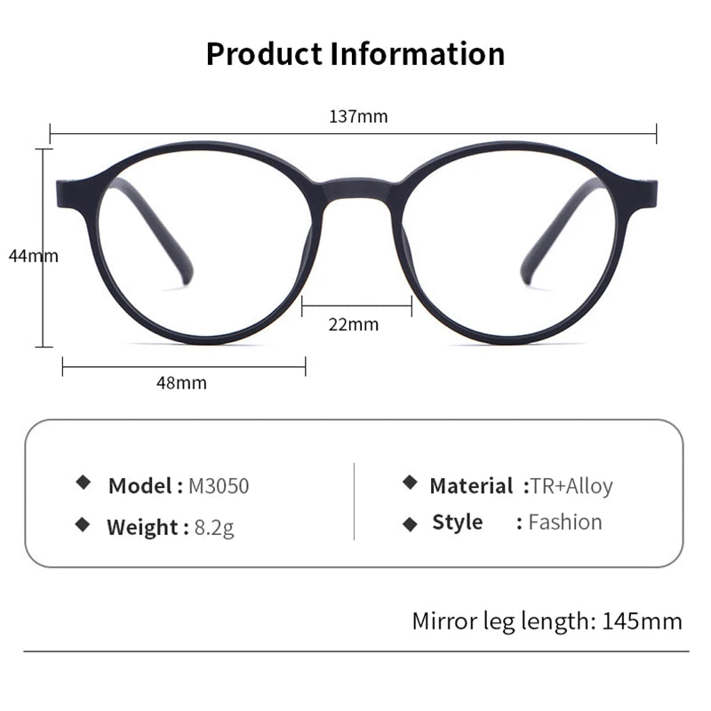 Momoja Women's Full Rim Round Tr 90 Rubber Alloy Eyeglasses 723050